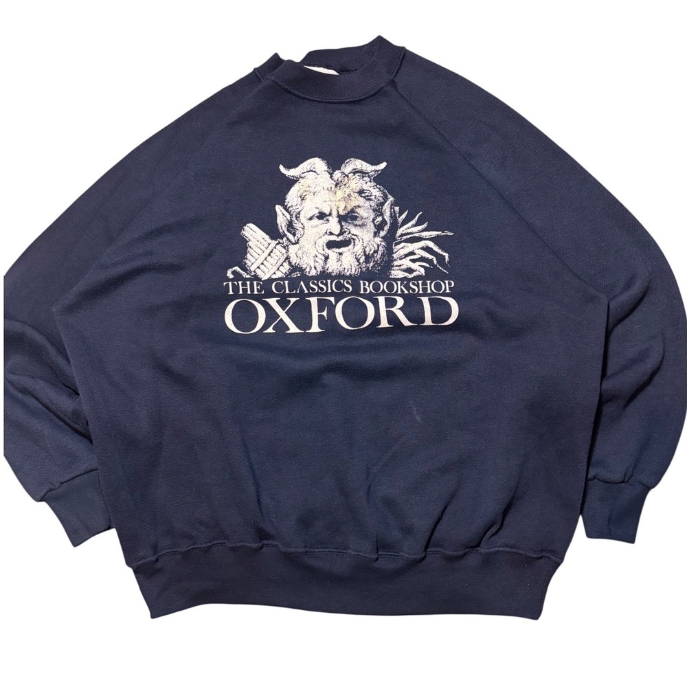 Vintage Oxford Bookshop‎ Sweatshirt UK Made 90s Raglan Graphic Large